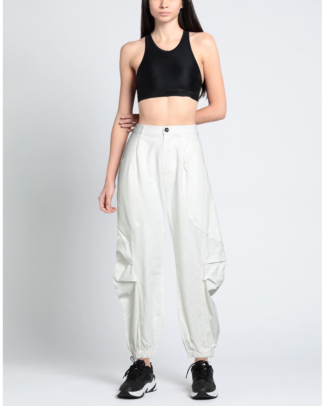 TRUE AVENUE White Pants Cotton, Elastane