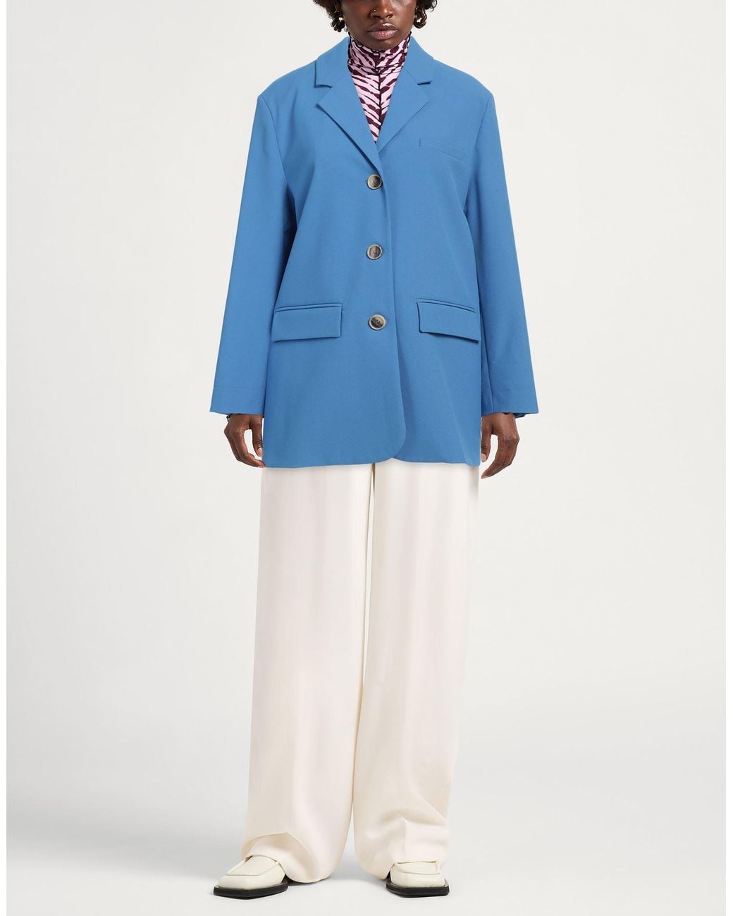 Semicouture Blue Blazer Polyester, Viscose, Elastane