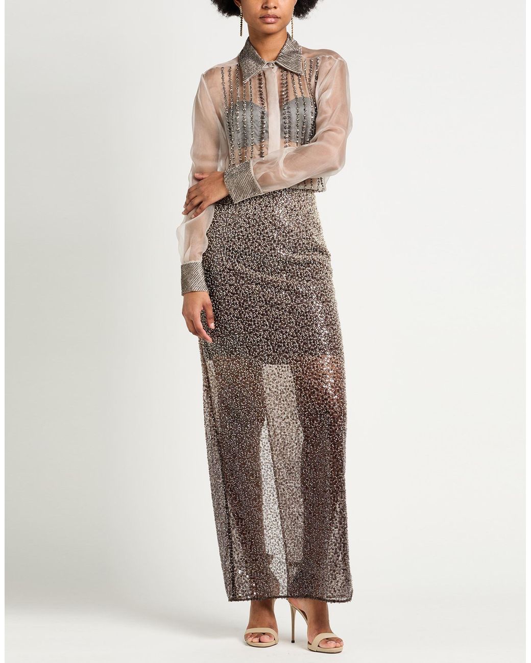ROTATE BIRGER CHRISTENSEN Gray Maxi Skirt