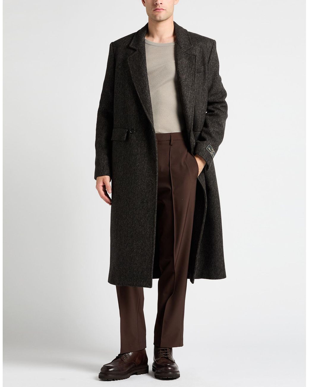 MSGM Black Coat Wool, Polyamide, Acrylic, Polyester for men