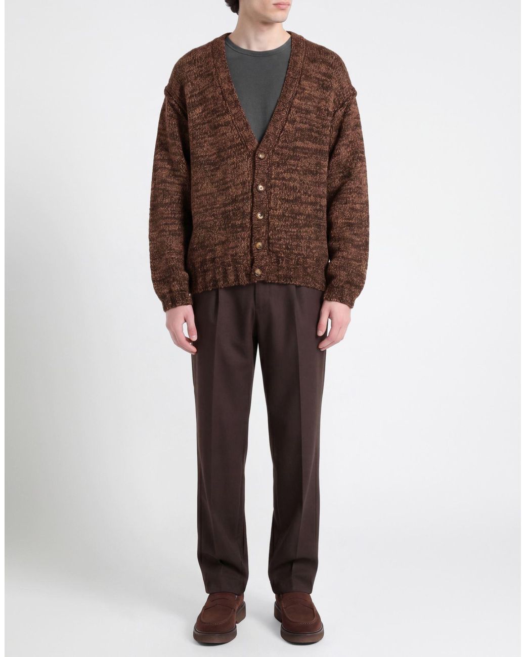 Laneus Brown Cardigan Alpaca Wool, Nylon, Organic Cotton, Polyamide, Merino Wool for men