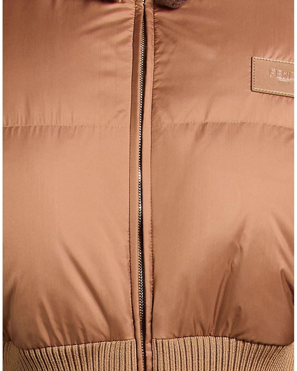 Fendi Brown Puffer Polyester, Shearling