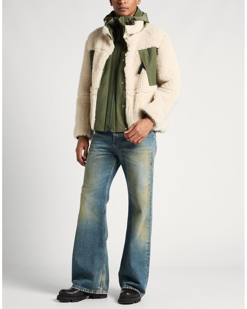 Sacai Green Shearling & Teddy for men