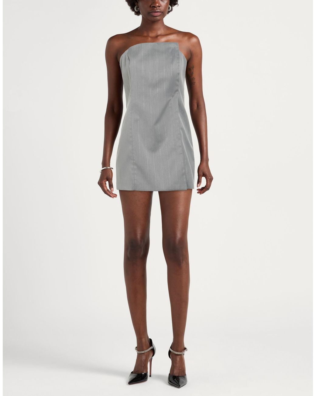 Cristinaeffe Gray Light Mini Dress Polyester, Viscose, Elastane