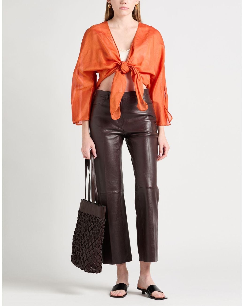 Alberta Ferretti Orange Top Cotton, Silk