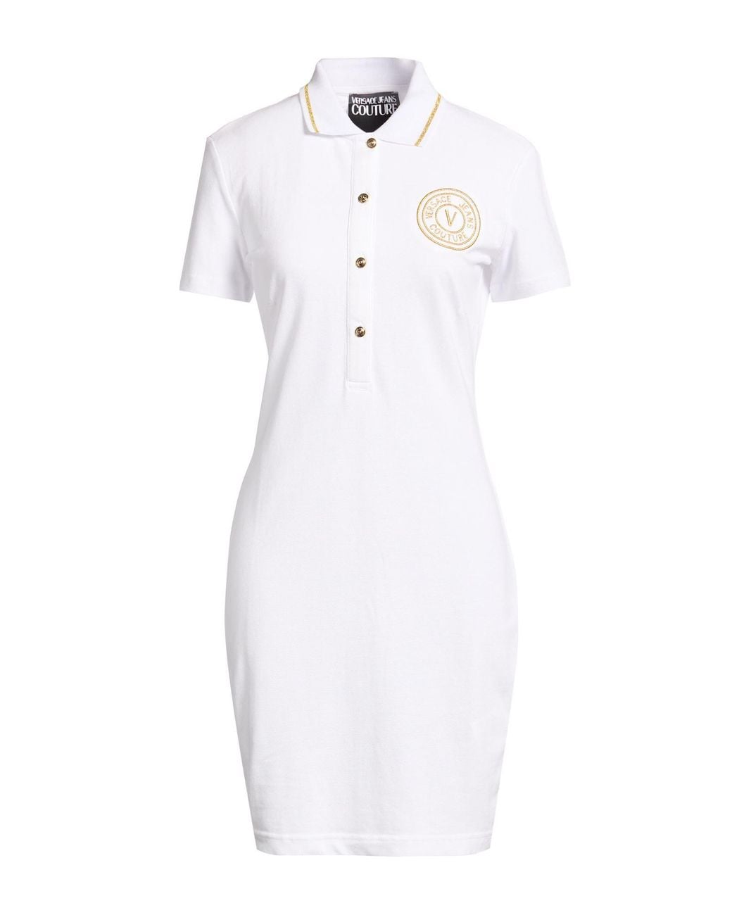 Versace Jeans Couture White Mini Dress Cotton, Polyester, Elastane
