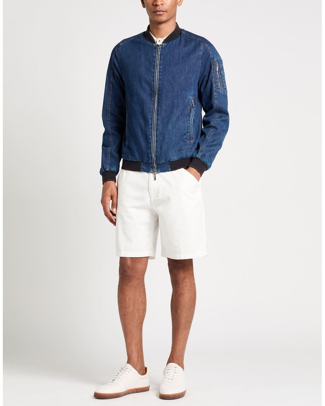 Moorer Blue Jacket Cotton, Polyethylene, Elastane for men