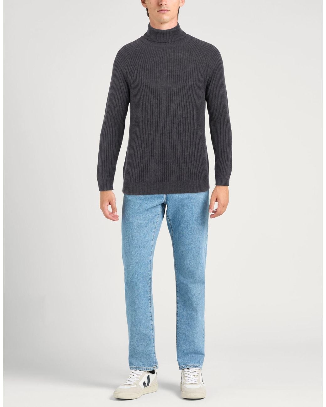 Zanone Blue Charcoal Turtleneck Virgin Wool for men