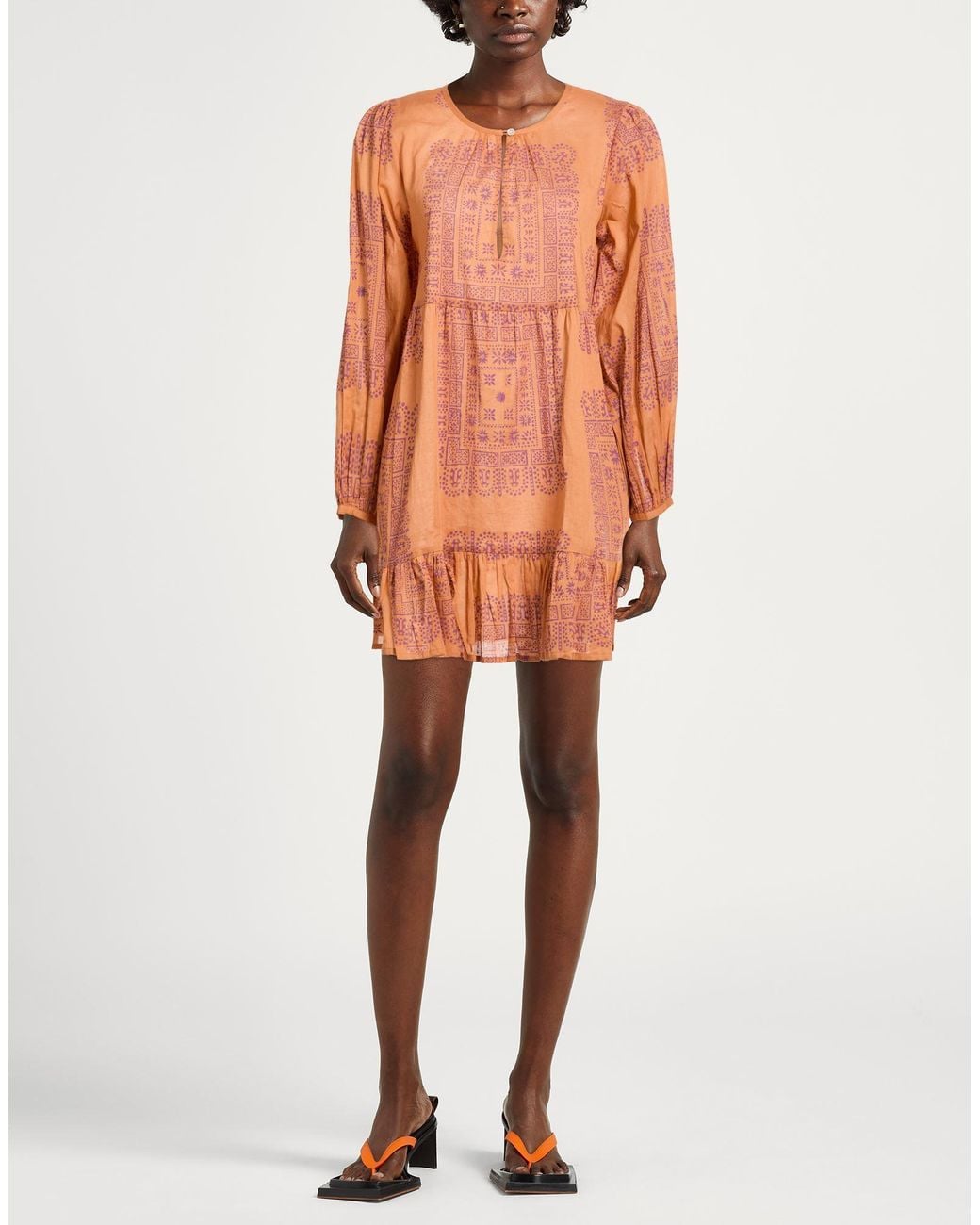 Antik Batik Orange Mini Dress Cotton