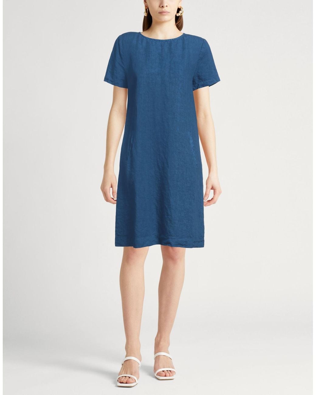 Aspesi Blue Mini Dress Linen