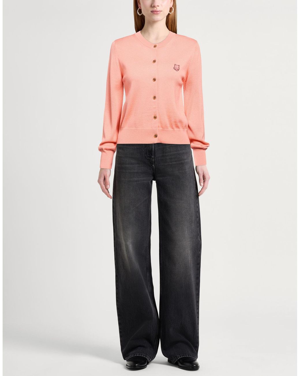 Maison Kitsuné Pink Cardigan Wool