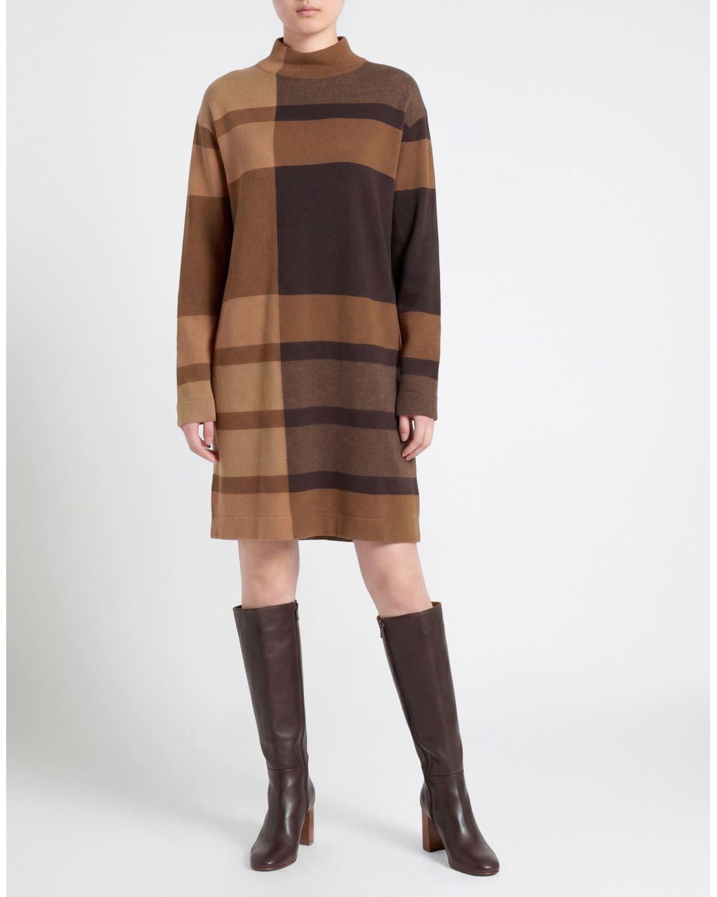Akris Brown Mini Dress Cashmere, Virgin Wool