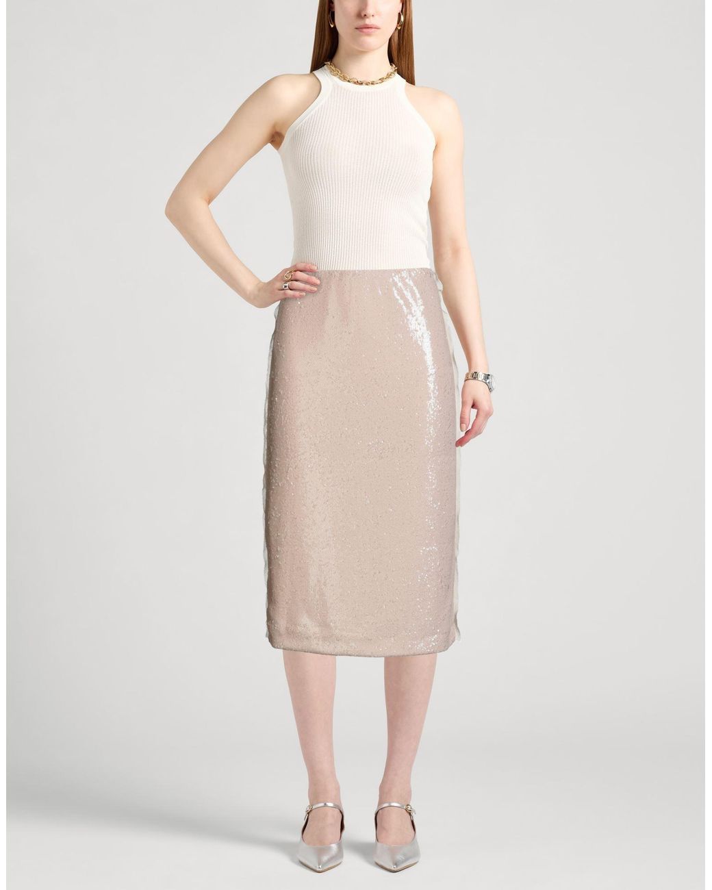 Nude Natural Midi Skirt Polyester, Polyamide