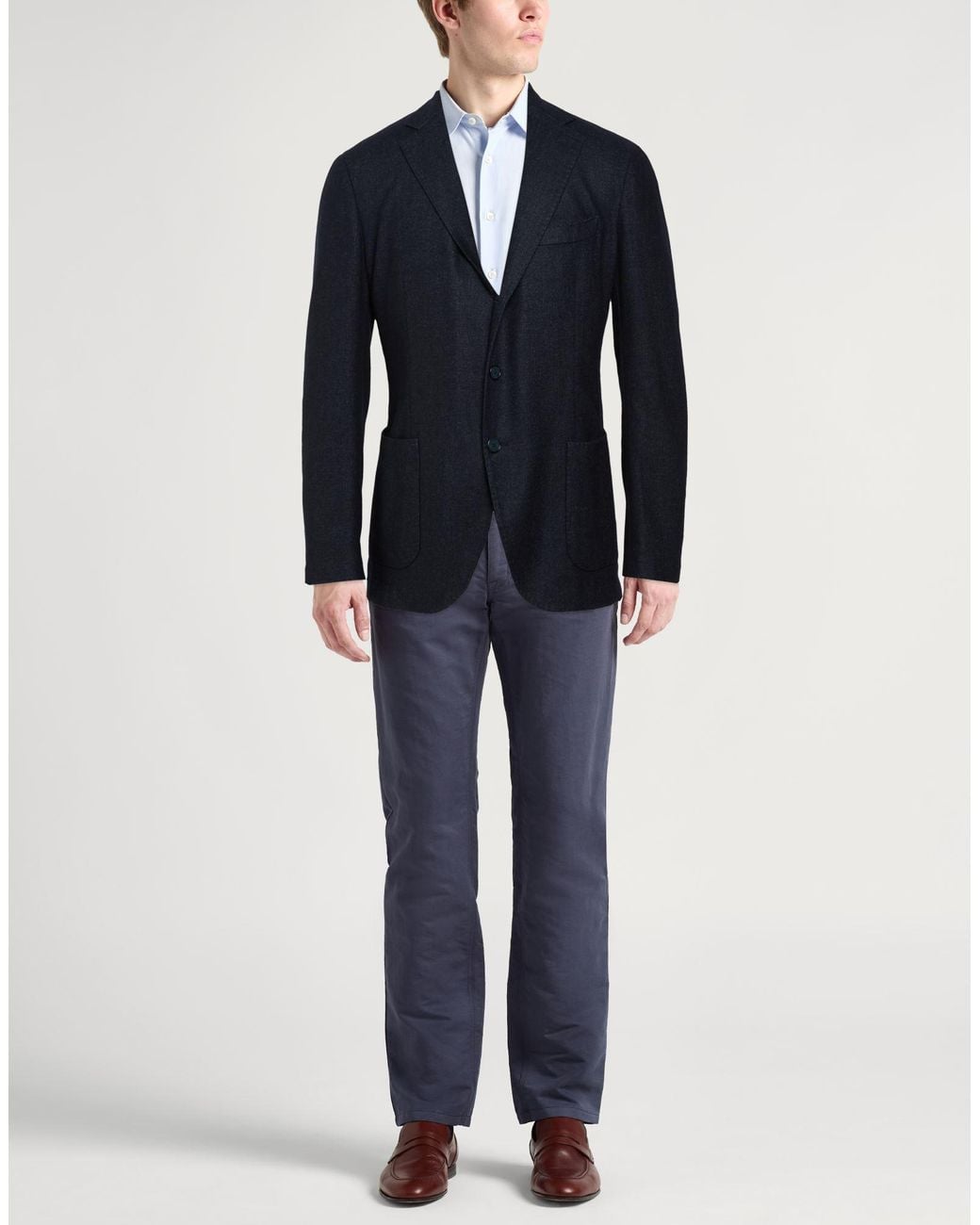 Santaniello Blue Midnight Blazer Wool, Polyester for men