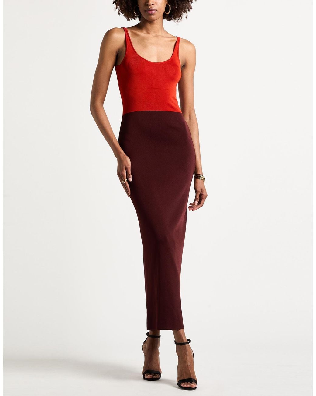 Fendi Red Maxi Dress Viscose, Polyamide, Elastane