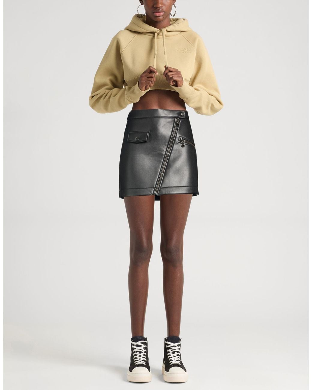 8pm Black Mini Skirt Viscose, Polyester, Polyurethane