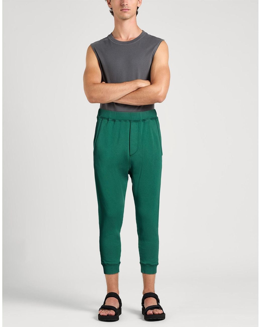 DSquared² Green Dark Pants Cotton, Elastane for men