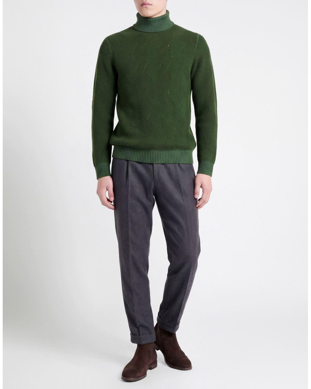 Moorer Green Turtleneck Wool for men