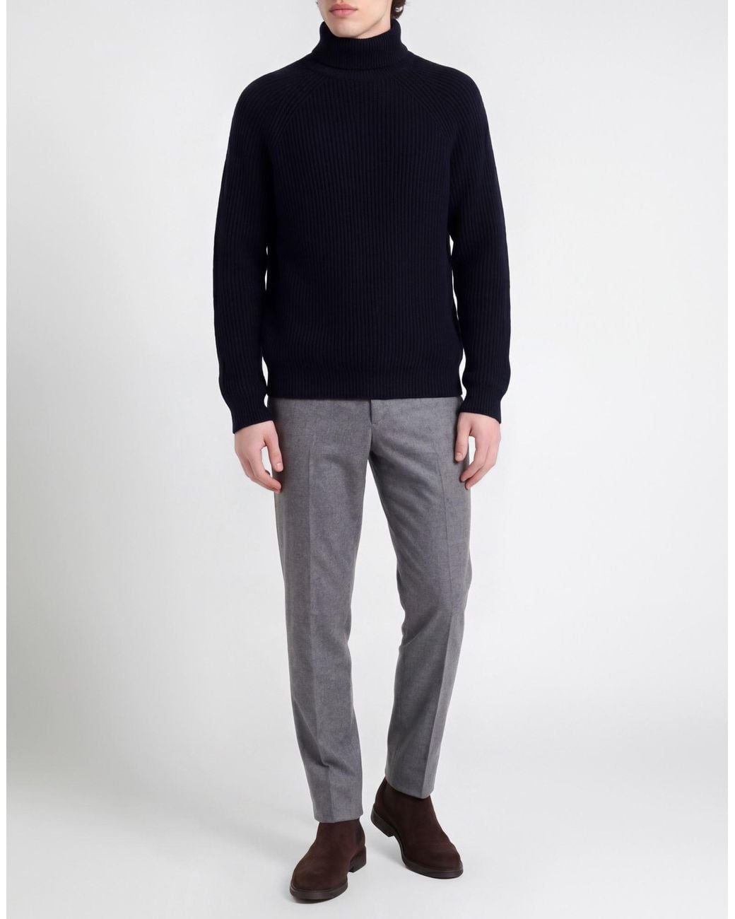 Alpha Studio Blue Turtleneck Wool, Cashmere for men