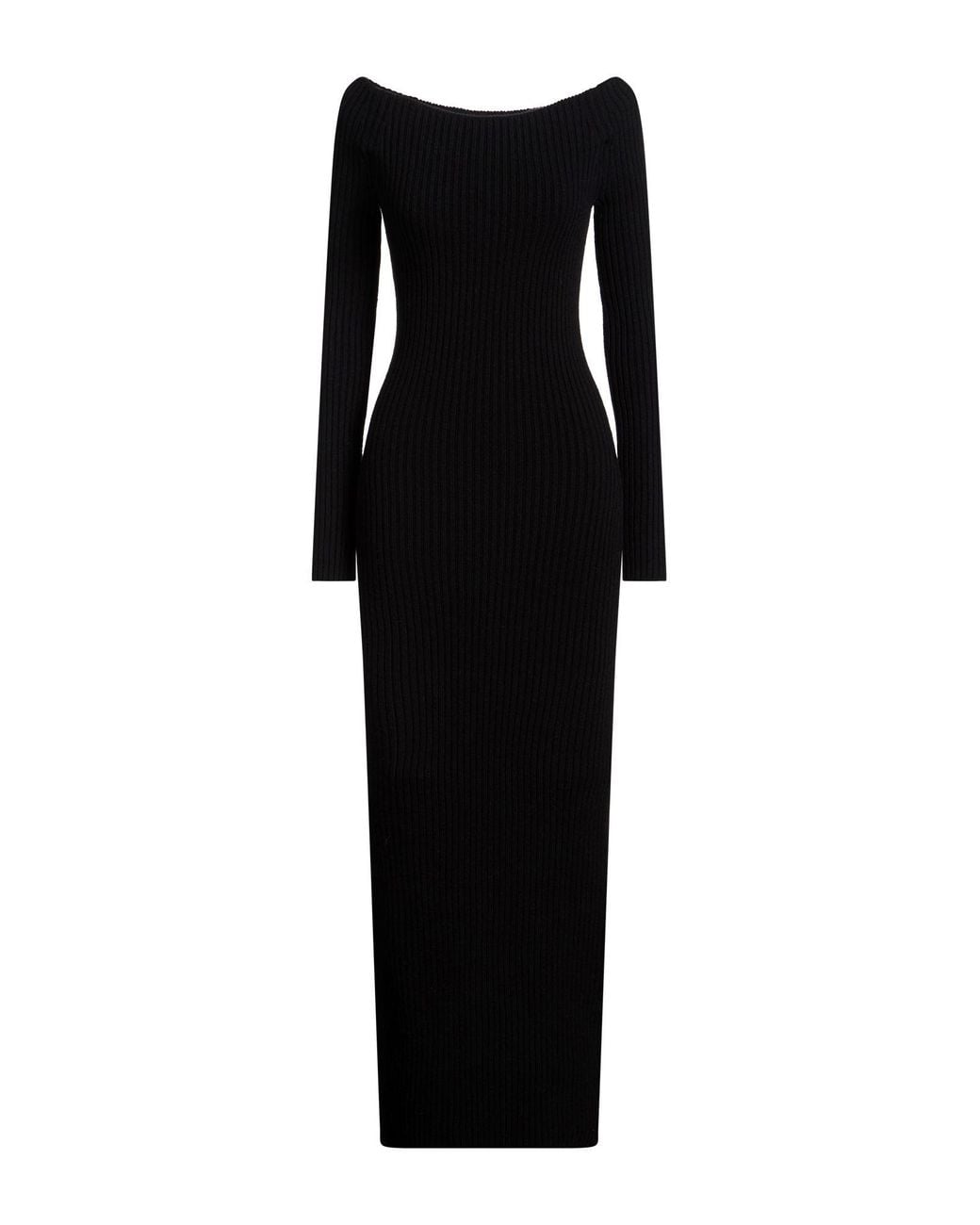 Max Mara Black Maxi Dress Wool, Cashmere, Polyamide, Elastane