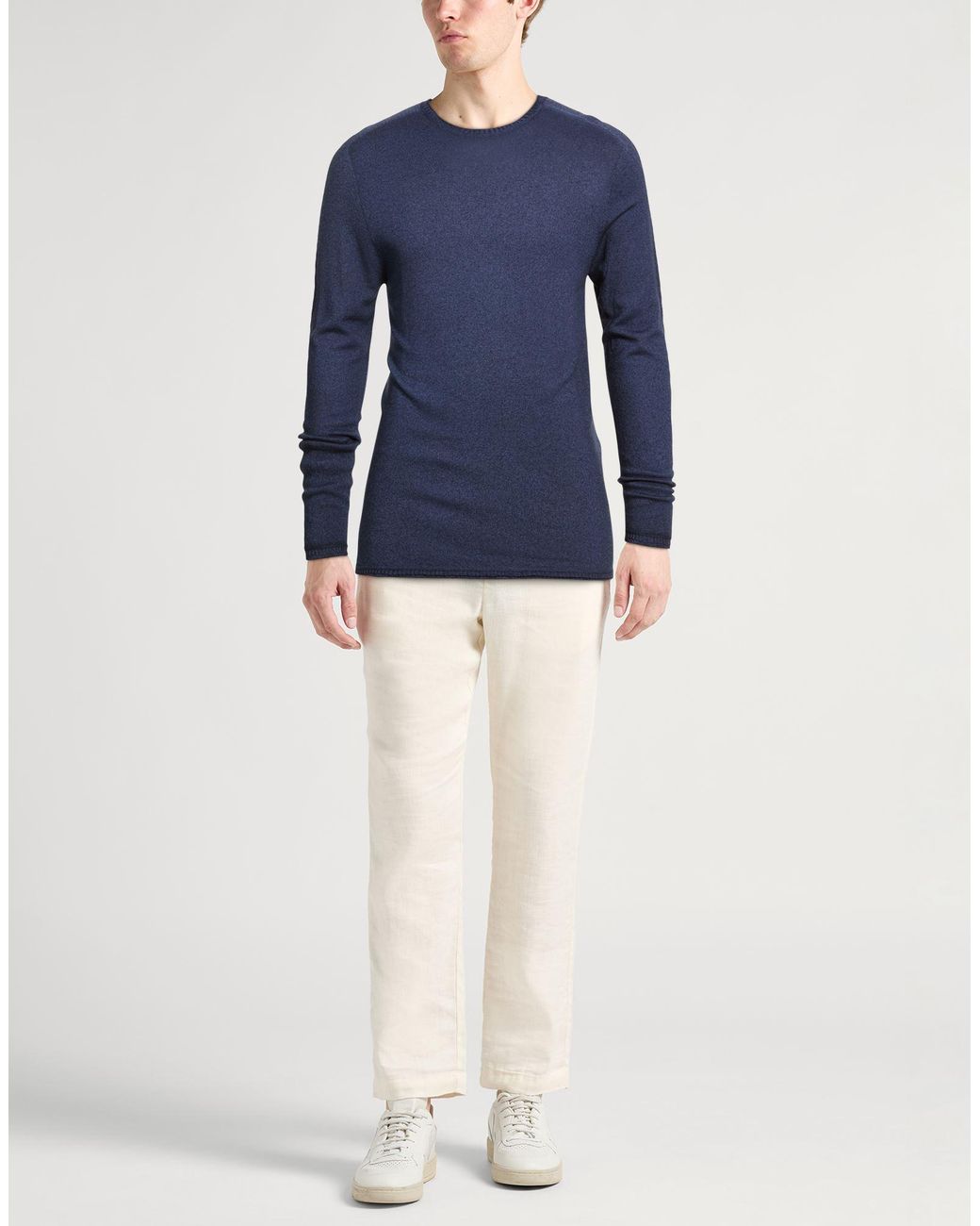 120% Lino Blue Sweater Cashmere for men