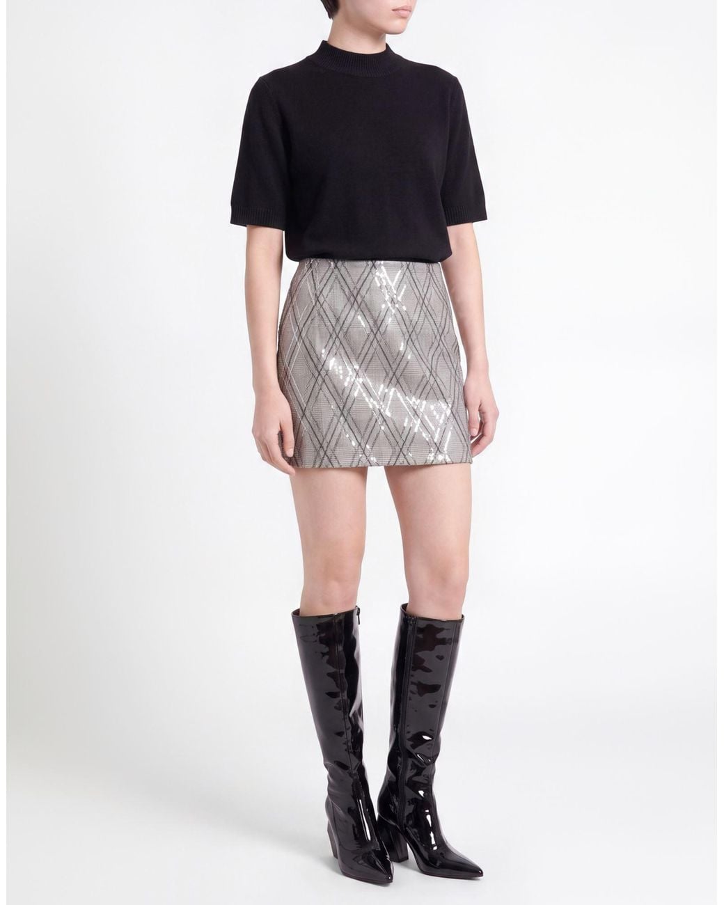 Gaelle Paris Gray Mini Skirt Polyester, Viscose, Elastane