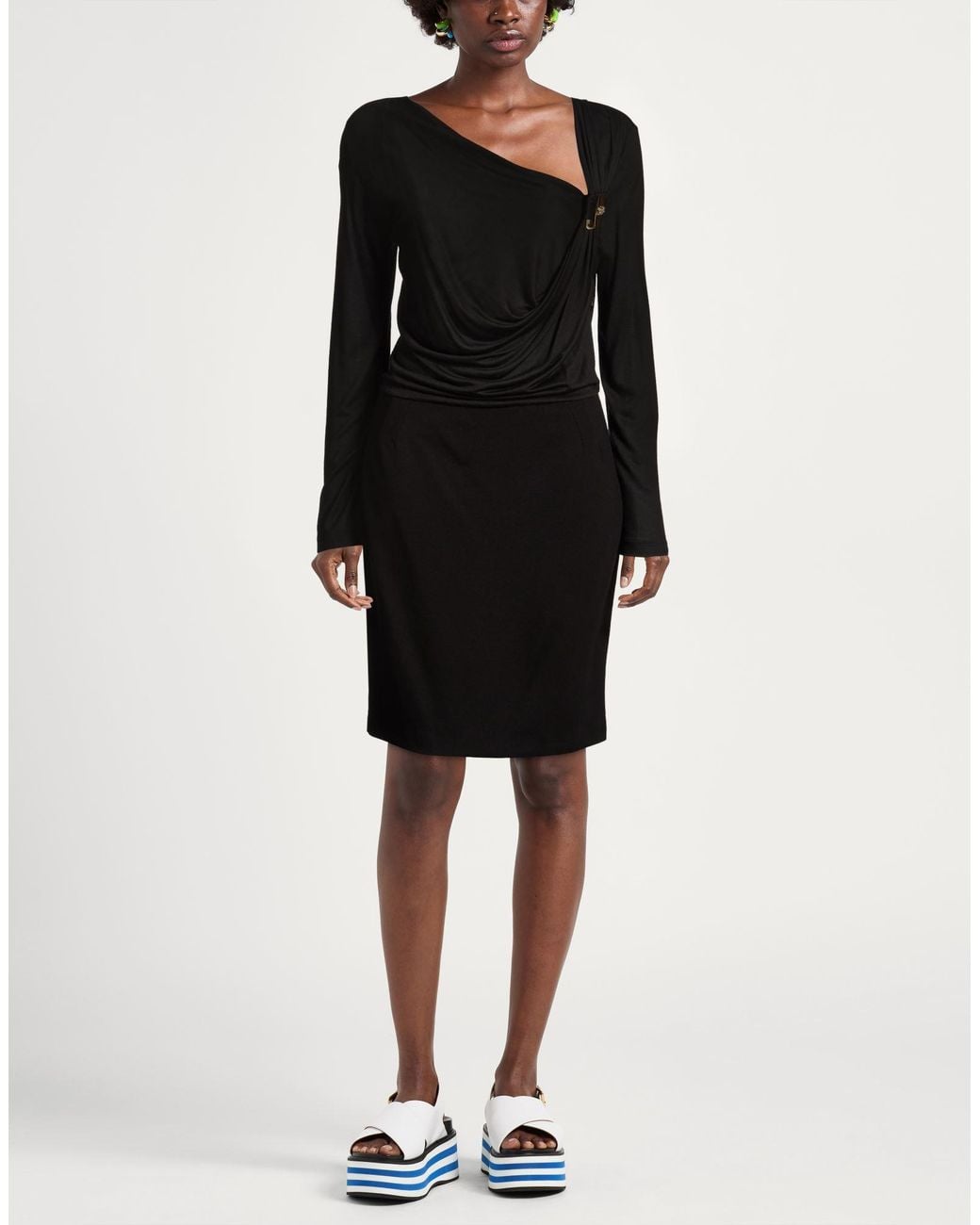 Roberto Cavalli Black Midi Dress Viscose, Polyamide, Elastane