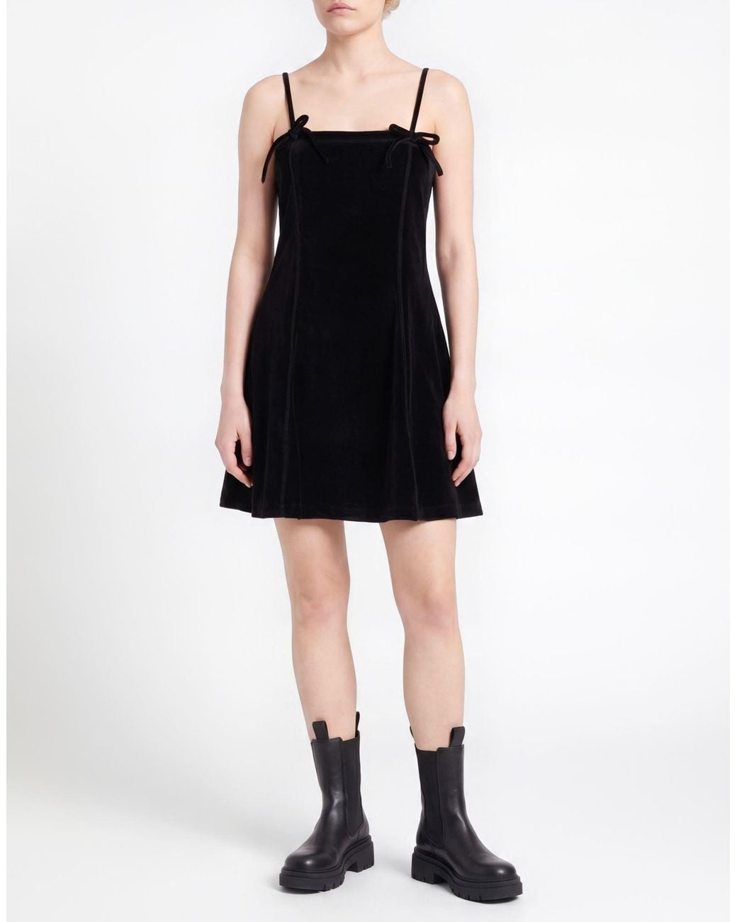Ganni Black Mini Dress Cotton, Polyester