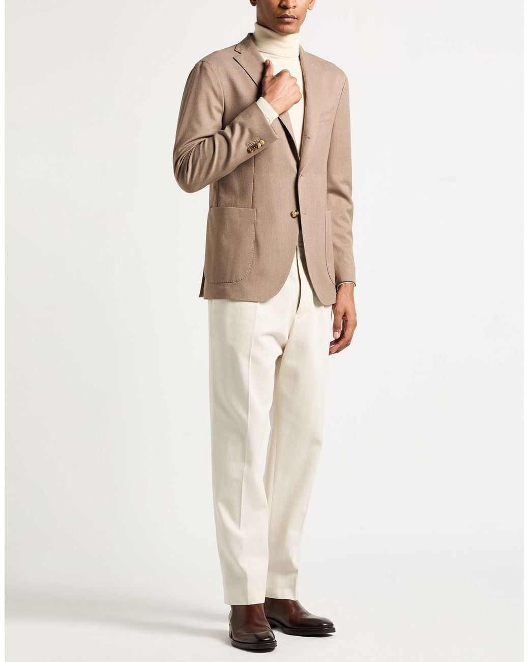 Boglioli Natural Blazer Polyester, Virgin Wool, Viscose, Elastane for men