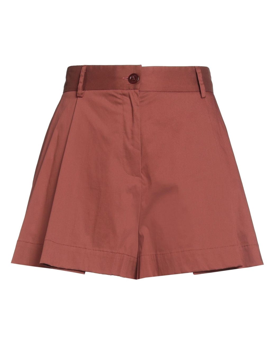 Semicouture Red Rust Shorts & Bermuda Shorts Cotton, Polyamide, Elastane