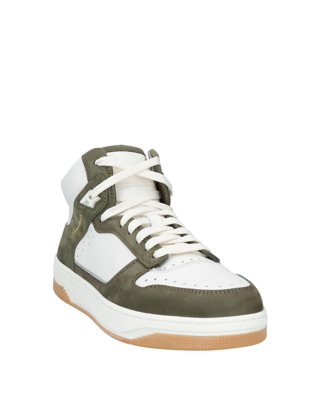 Santoni Green Logo-Print Hi-Top Sneakers for men