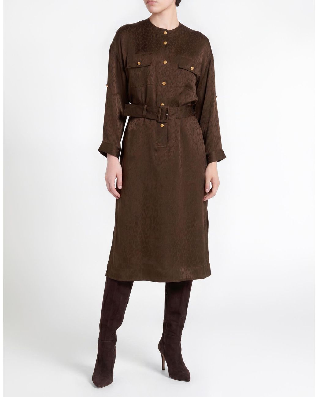 Tom Ford Brown Chocolate Midi Dress Silk