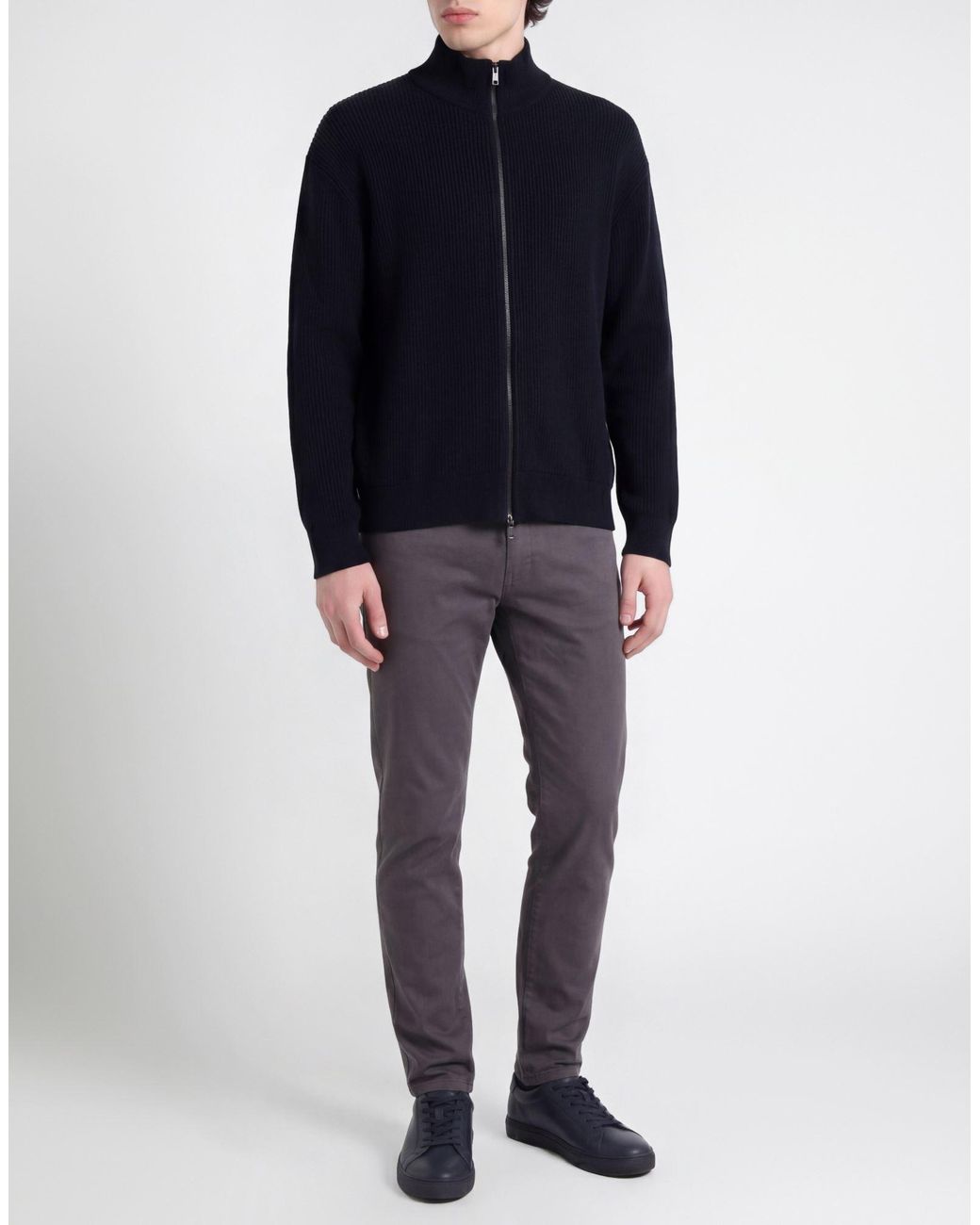 ARMANI EXCHANGE Blue Midnight Cardigan Acrylic, Virgin Wool, Cotton for men