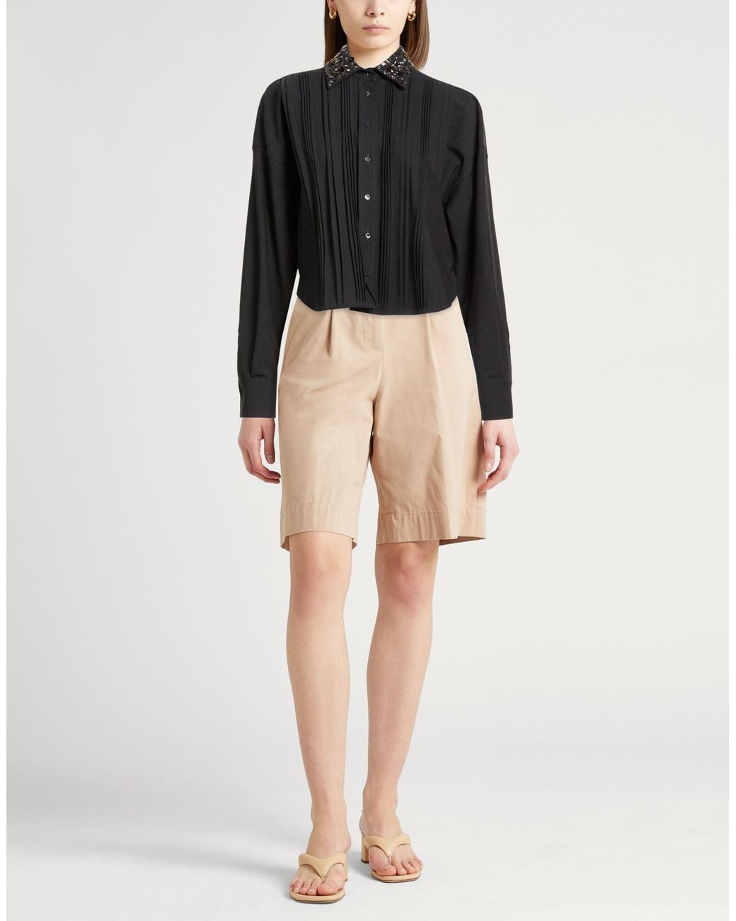 Brunello Cucinelli Black Shirt Virgin Wool, Polyamide, Elastane