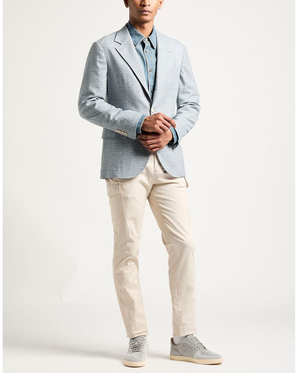 Brunello Cucinelli Blue Blazer Wool, Silk, Cashmere, Elastane for men