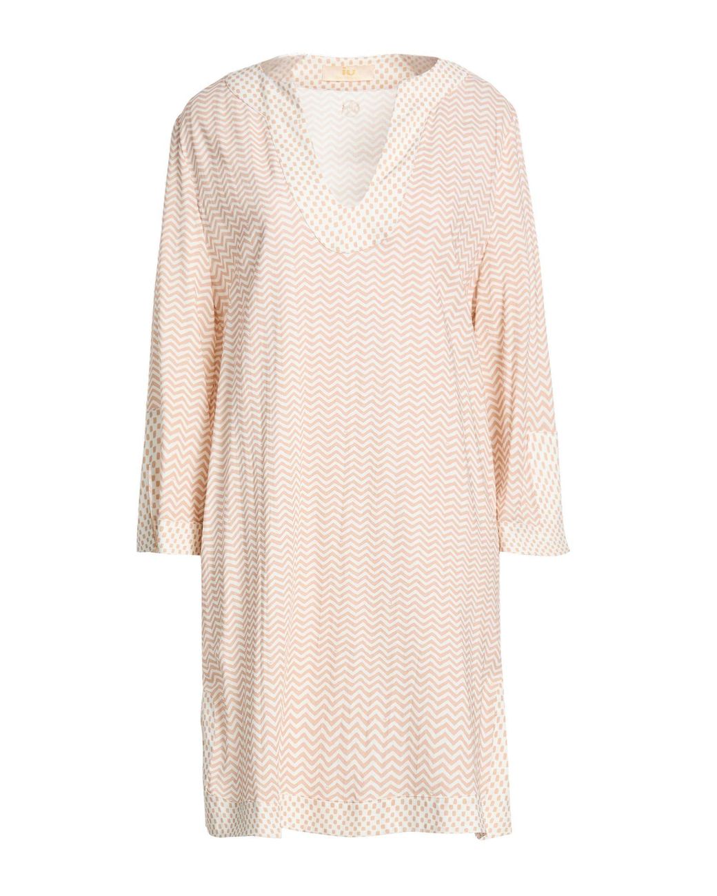 IU RITA MENNOIA Natural Blush Mini Dress Viscose, Linen