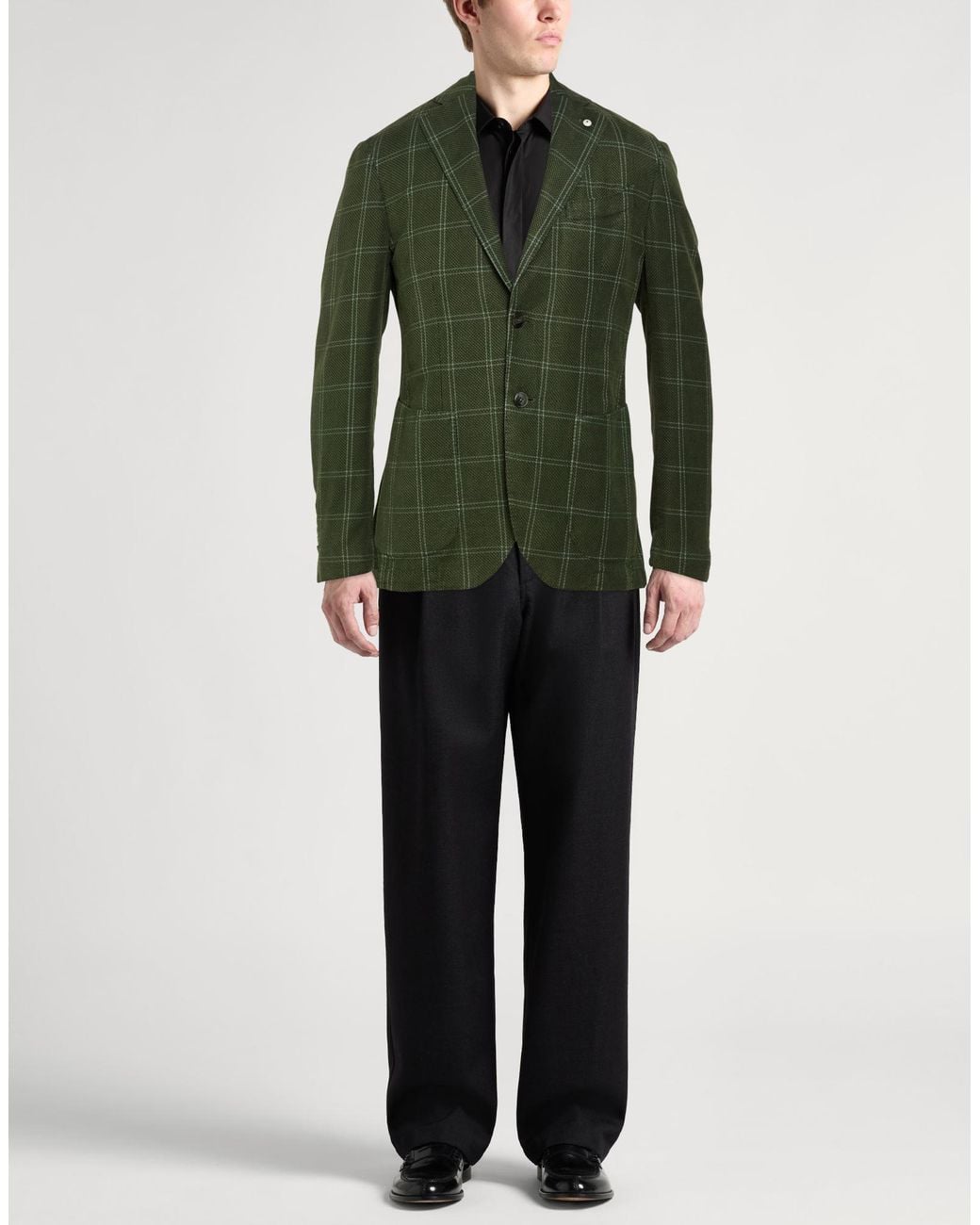 L.b.m. 1911 Green Blazer Cotton, Linen, Nylon, Polyester for men