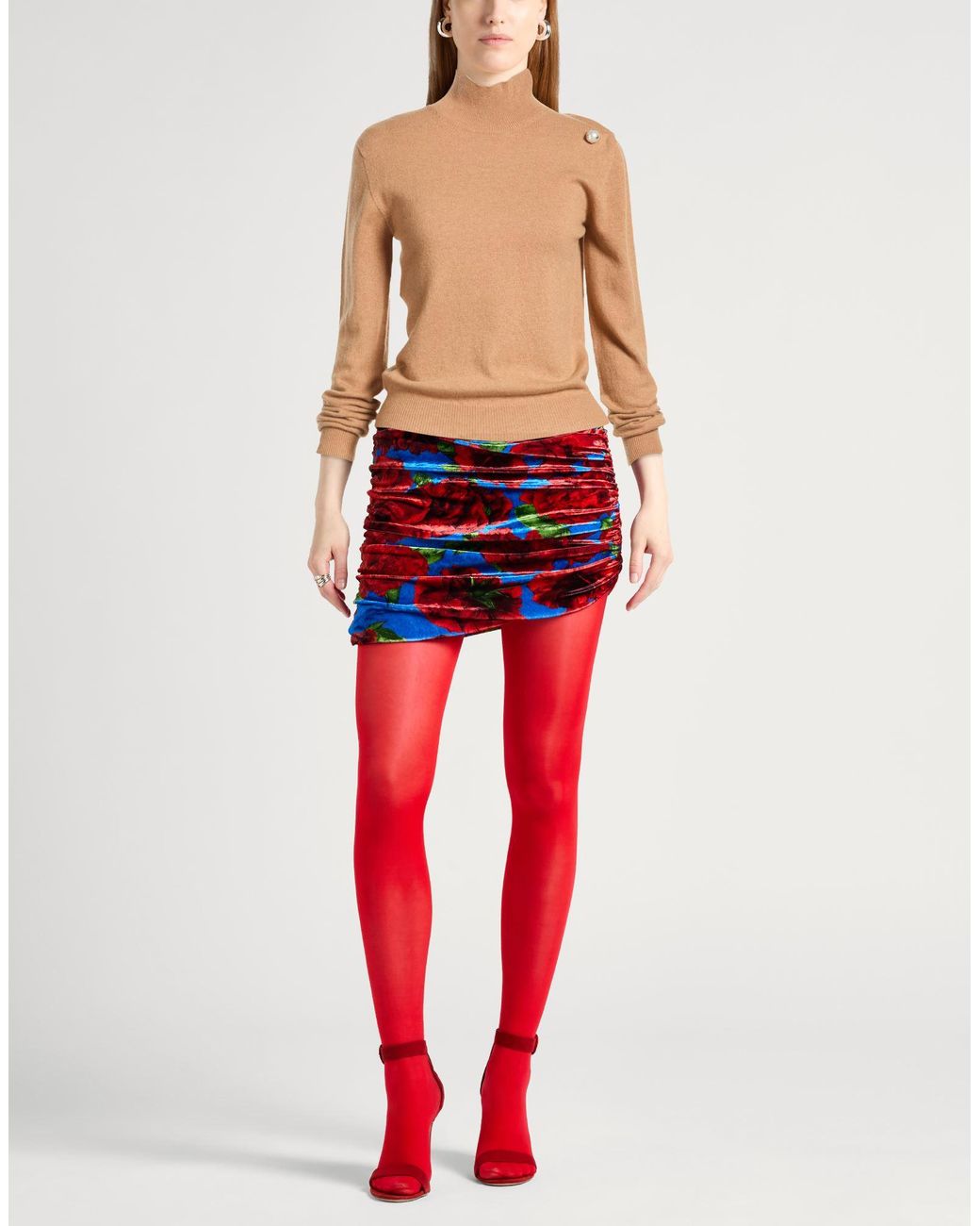 Alberta Ferretti Blue Camel Turtleneck Cashmere