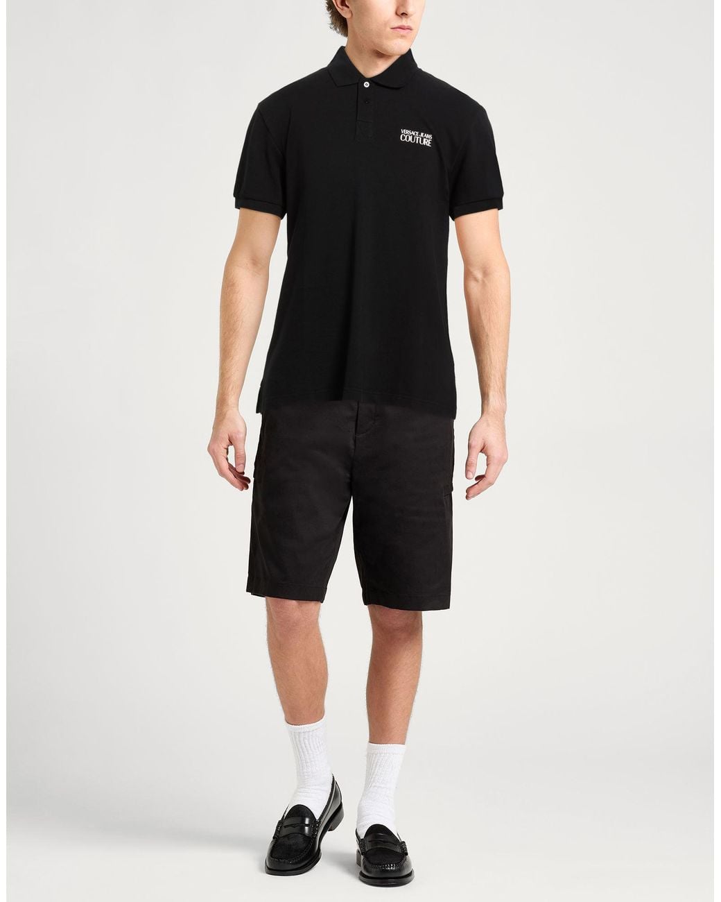 Versace Jeans Couture Black Polo Shirt Cotton for men