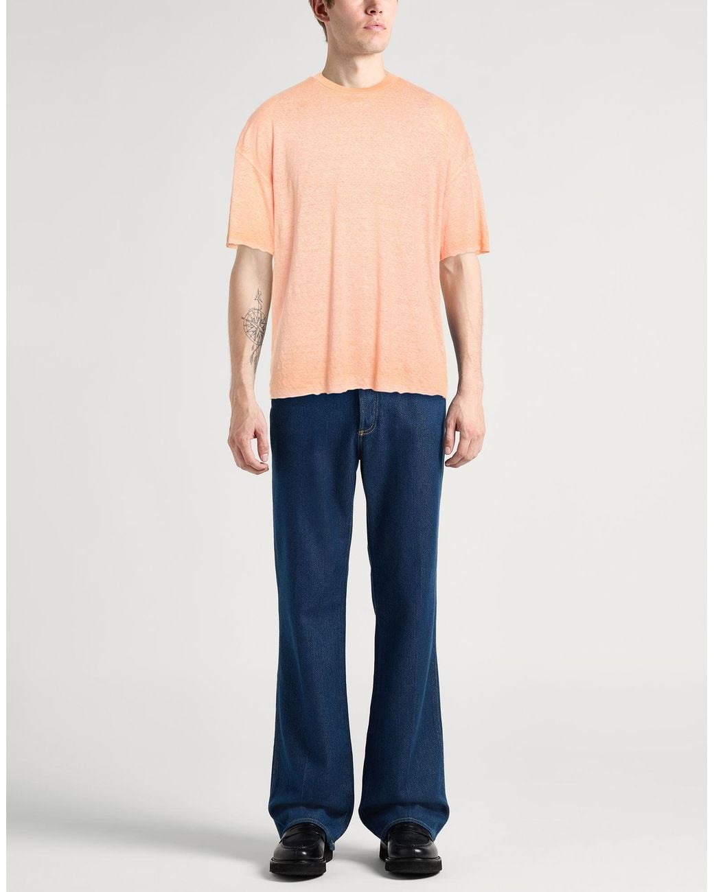 Roberto Collina Pink T-Shirt Linen, Elastane for men