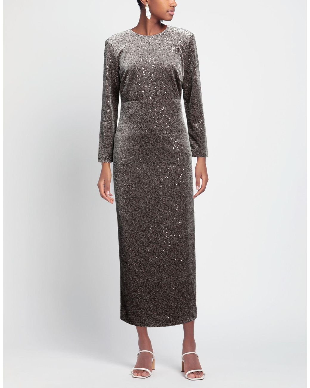 Peserico Gray Maxi Dress Polyester, Elastane