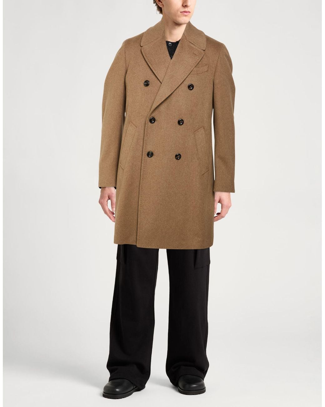 Luigi Bianchi Brown Sand Coat Virgin Wool for men