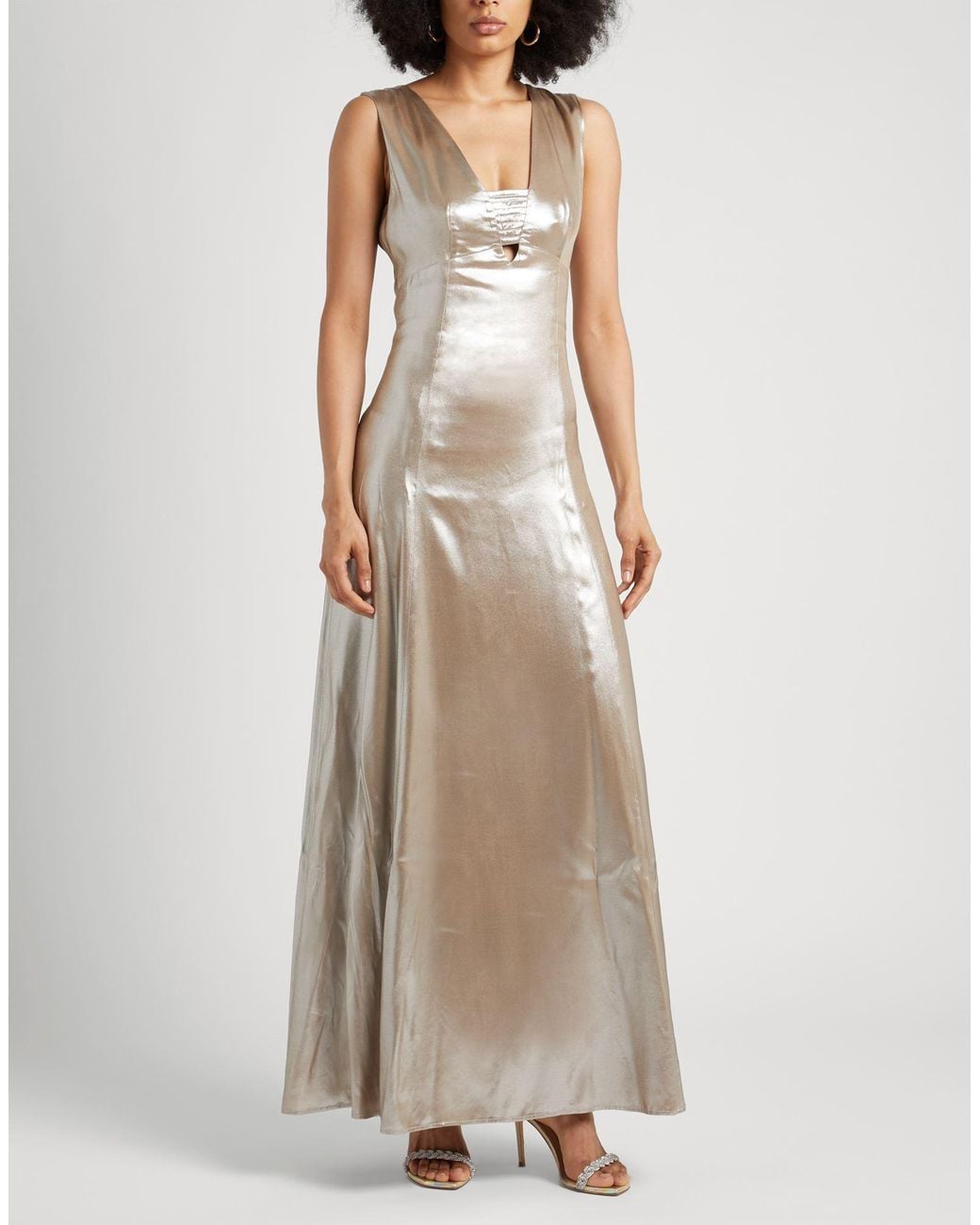 Peserico Natural Embellished Viscose Maxi Gown