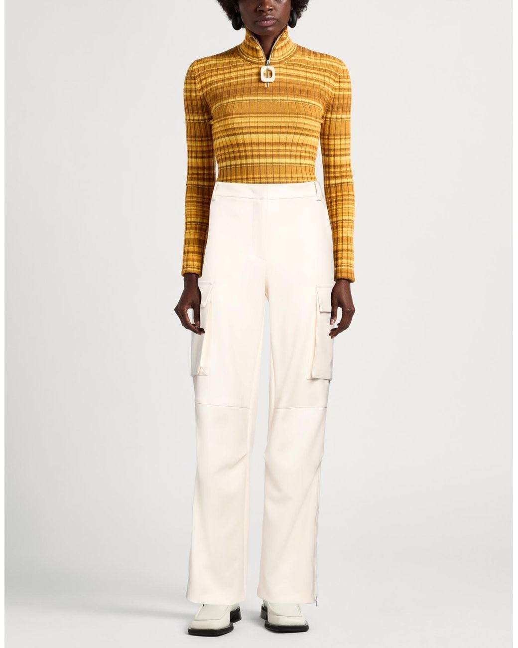 Patrizia Pepe White Ivory Pants Polyester, Viscose, Elastane