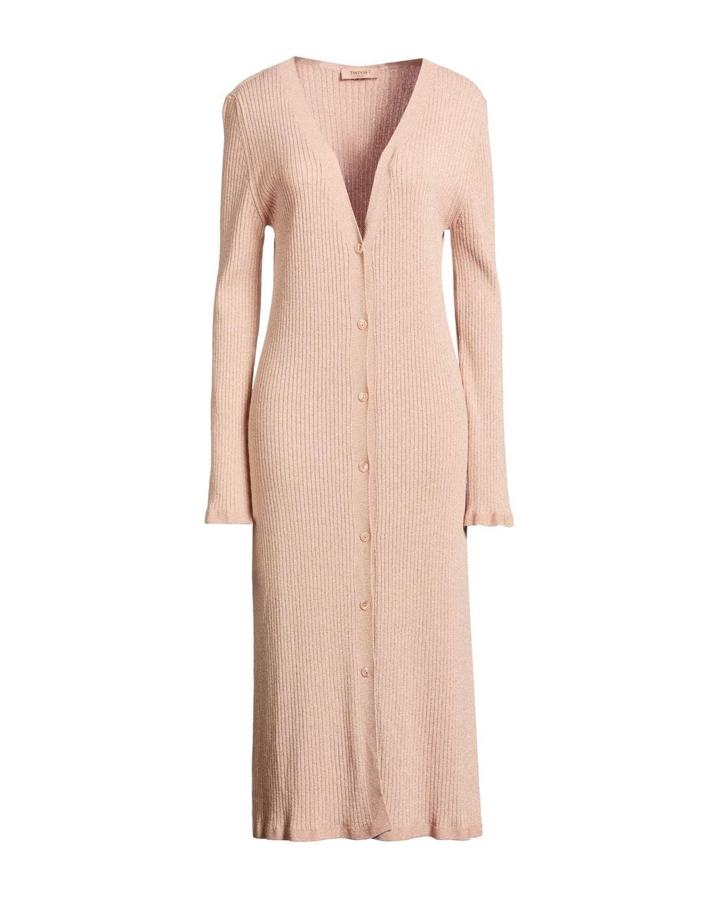 Twinset Pink Sand Midi Dress Viscose, Polyamide, Metallic Polyester