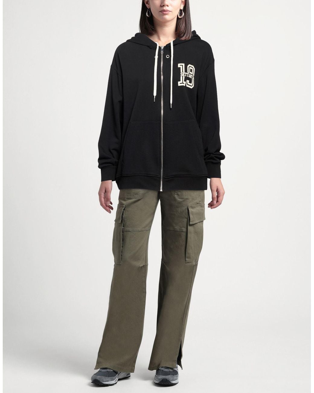 19.70 Nineteen Seventy Black Sweatshirt Cotton, Polyester