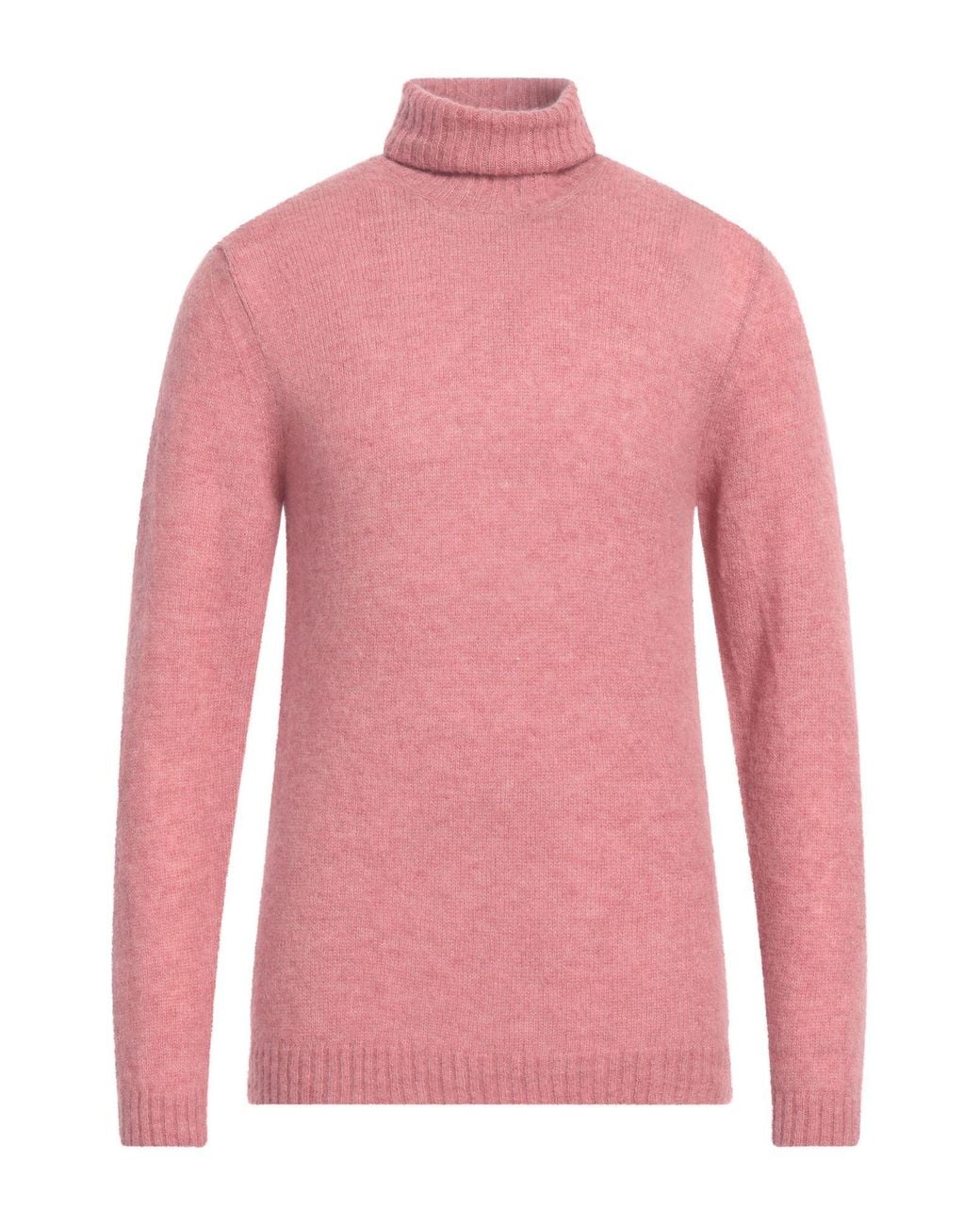 Irish Crone Pink Antique Rose Turtleneck Alpaca Wool, Polyamide, Wool for men