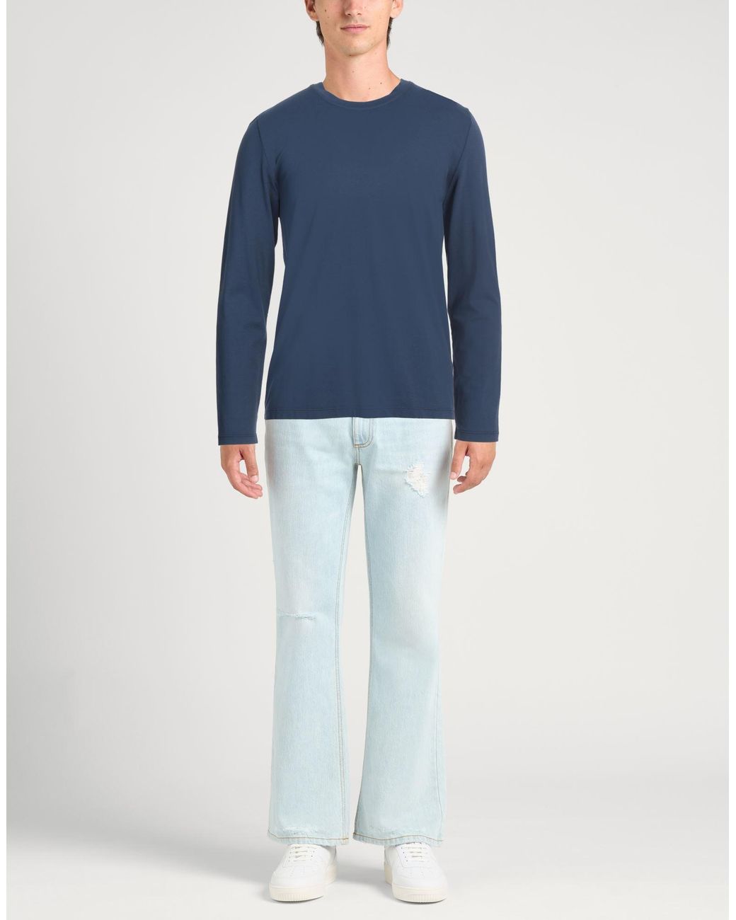 Alpha Studio Blue T-Shirt Cotton, Elastane for men