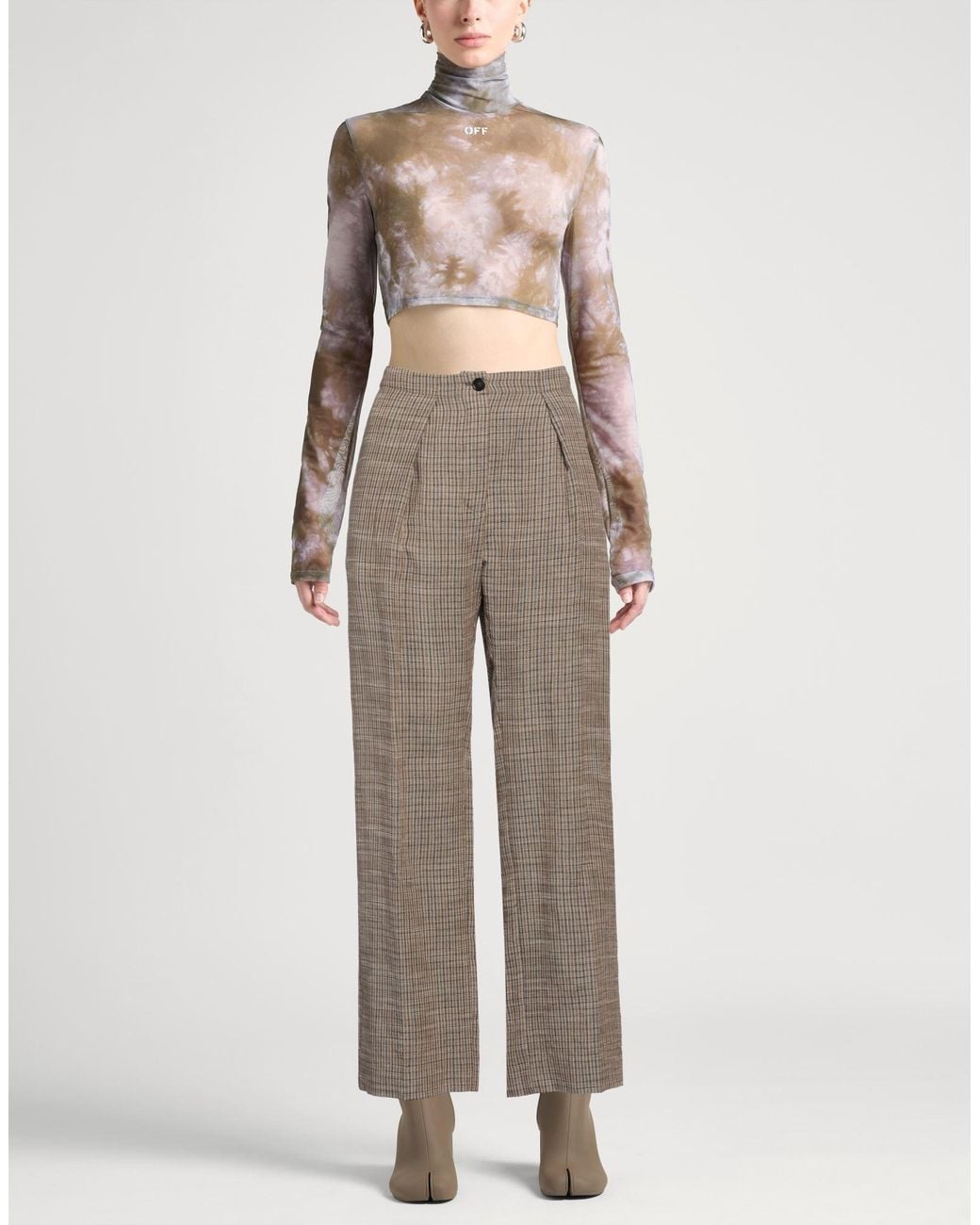 Acne Gray Khaki Pants Linen, Viscose, Polyester