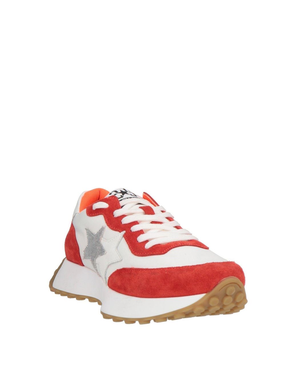 2 Star Red Sneakers Leather, Textile Fibers
